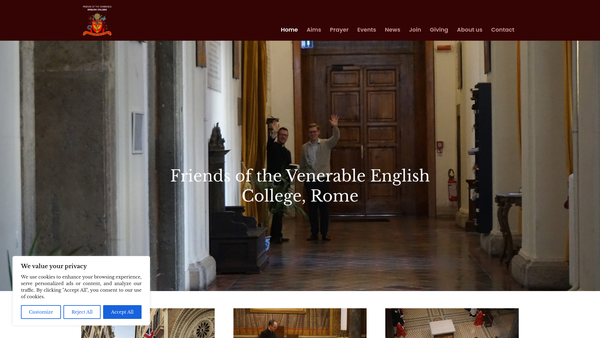 Screenshot of the Friends Of The Venerabile website