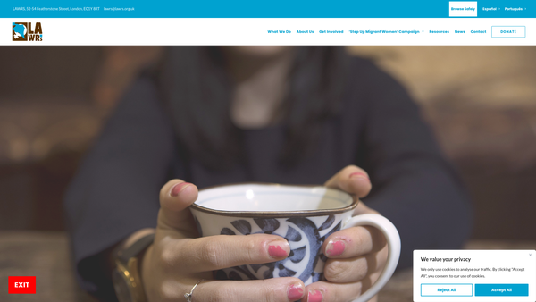 Screenshot of the Latin American Women's Rights Service website