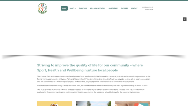 Screenshot of the Kiveton Park And Wales Community Development Trust website