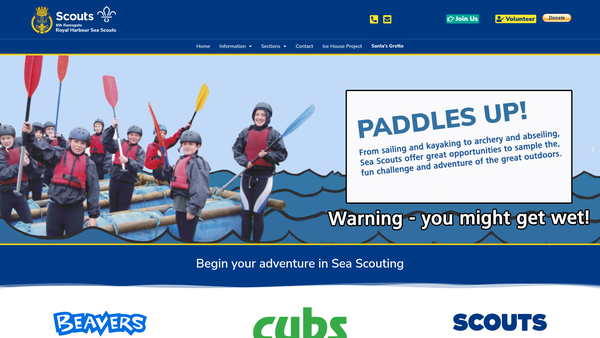 Screenshot of the 6th Ramsgate Royal Harbour Sea Scout Group website