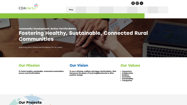 Screenshot of the Community Development Action Hertfordshire website