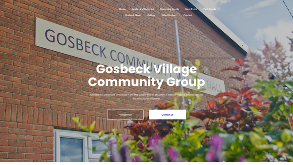 Screenshot of the Gosbeck Village Community Hall website
