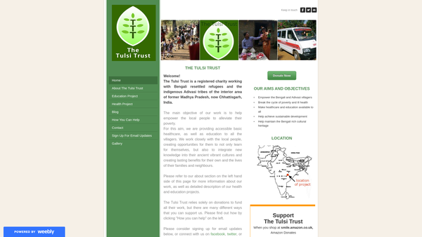 Screenshot of the The Tulsi Trust website