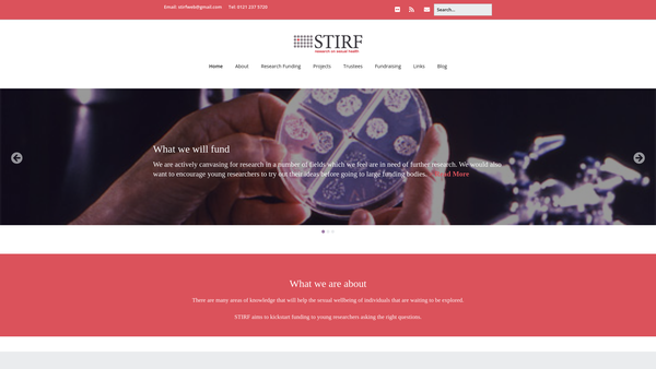 Screenshot of the Sexually Transmitted Infection Research Foundation (Stirf) website