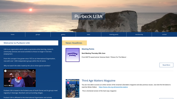 Screenshot of the Purbeck University Of The Third Age website