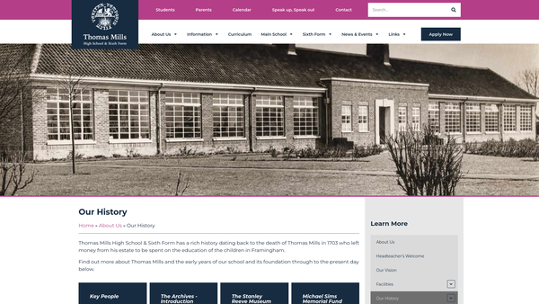 Screenshot of the Prickett Memorial Awards website