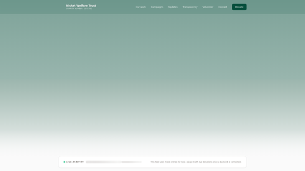 Screenshot of the Nishat Welfares Trust website