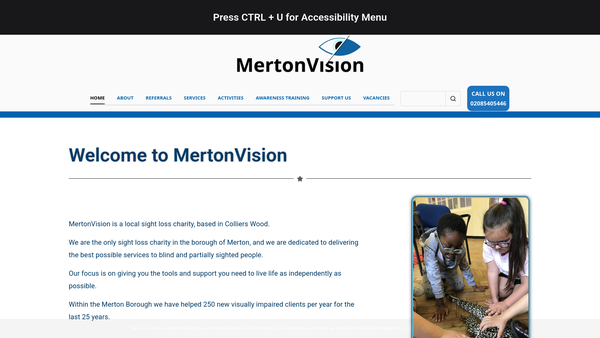 Screenshot of the Merton Voluntary Association For The Blind website