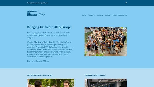 Screenshot of the University of California Trust website