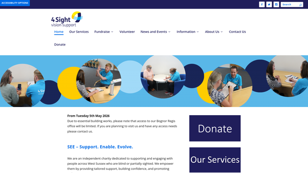Screenshot of the 4sight Vision Support website