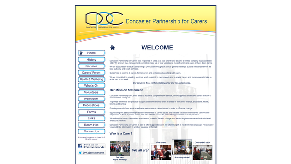 Screenshot of the Doncaster Partnership For Carers Ltd website