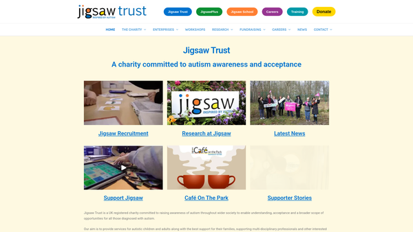 Screenshot of the The Jigsaw Trust website