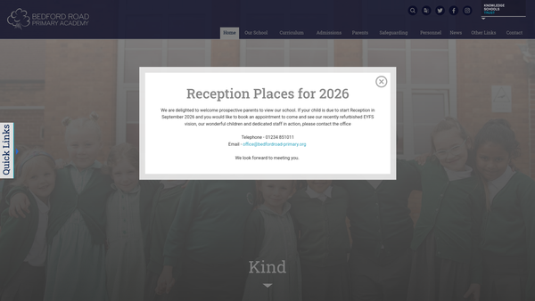 Screenshot of the Bedford Road Primary School Parent Teacher And Friends Association website