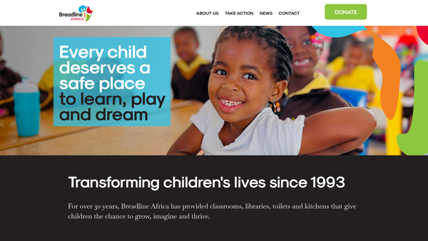 Screenshot of the Breadline Africa website