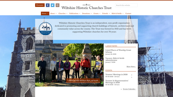 Screenshot of the Wiltshire Historic Churches Trust website