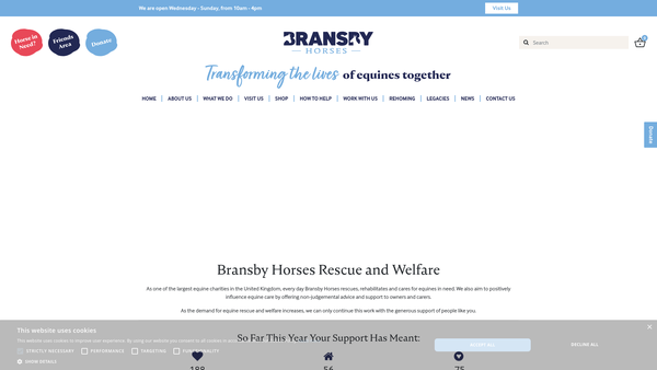 Screenshot of the Bransby Horses website