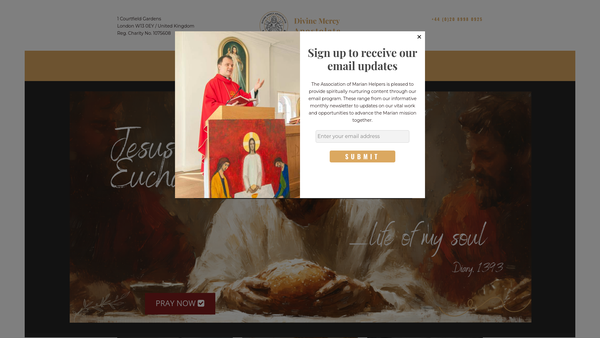 Screenshot of the Marian Fathers Charitable Trust website