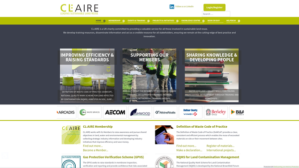 Screenshot of the Contaminated Land: Applications In Real Environments website