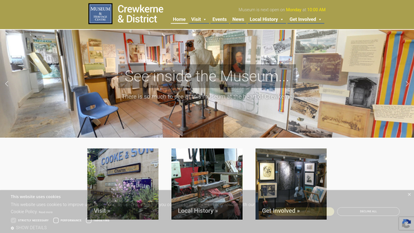 Screenshot of the Crewkerne Heritage Centre Limited website