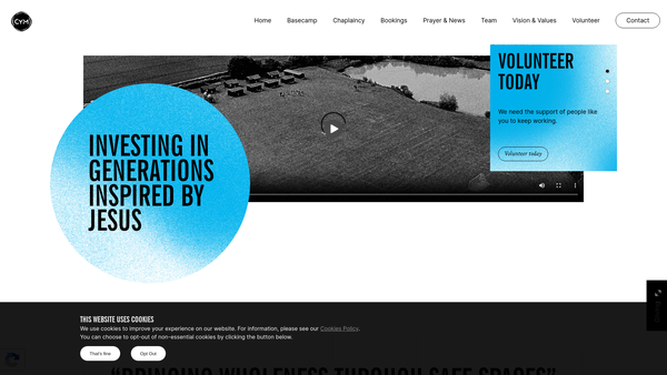Screenshot of the Christian Youth Ministries website