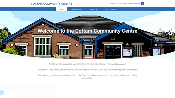 Screenshot of the Cottam Community Association website
