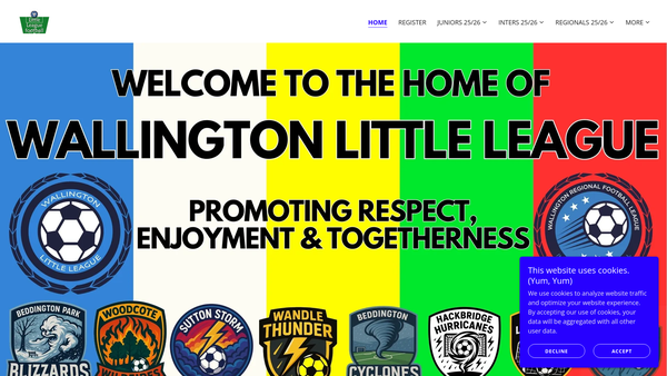 Screenshot of the Wallington Little League website