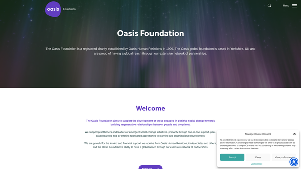 Screenshot of the Oasis Foundation website