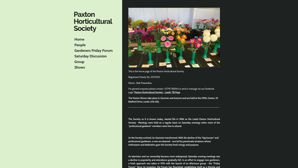 Screenshot of the Paxton Horticultural Society website