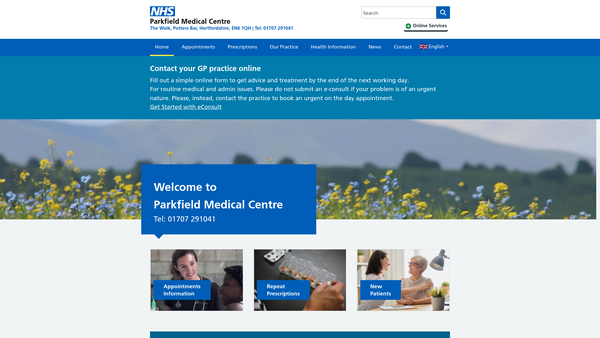Screenshot of the The Friends Of Parkfield Medical Centre Patients Participation Group website