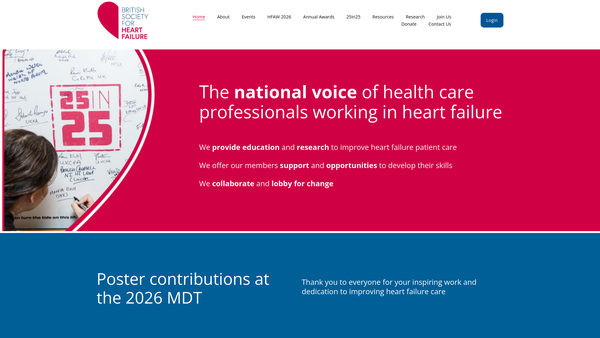 Screenshot of the The British Society For Heart Failure website