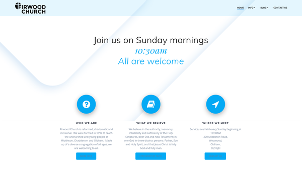 Screenshot of the Firwood Church website