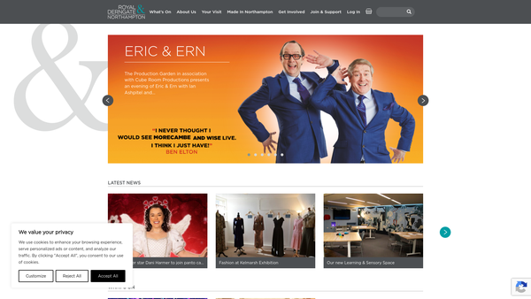 Screenshot of the The Northampton Theatres Trust Limited website
