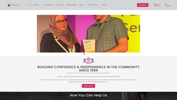 Screenshot of the Shantona Women's & Family Services Ltd. website