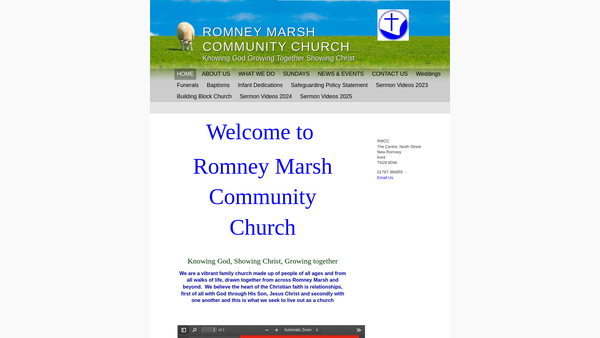 Screenshot of the Romney Marsh Community Church website