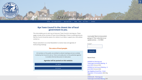 Screenshot of the Rye Relief In Need Charity website