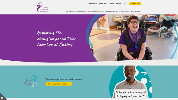 Screenshot of the Chailey Heritage Foundation website