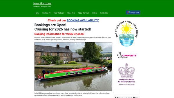 Screenshot of the The Stockport Canal Boat Trust For Disabled People website