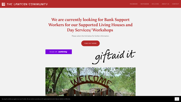 Screenshot of the The Lantern Community website
