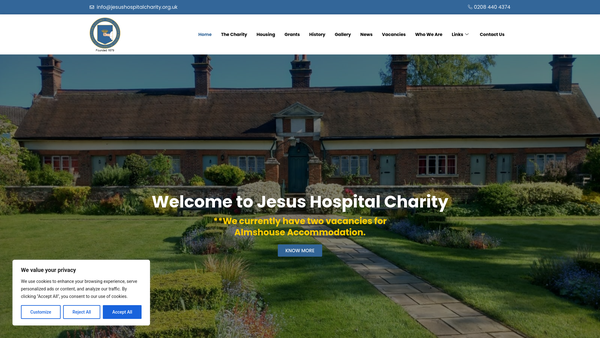 Screenshot of the Jesus Hospital In Chipping Barnet website