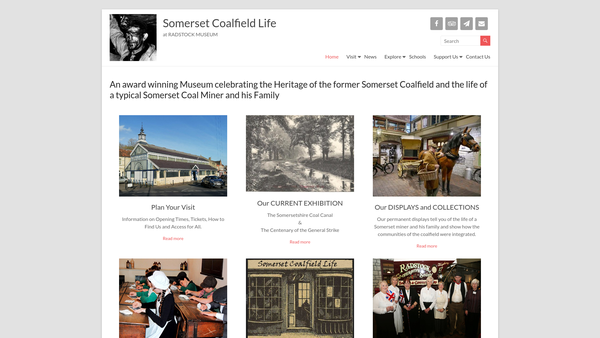Screenshot of the Radstock Midsomer Norton And District Museum Society website