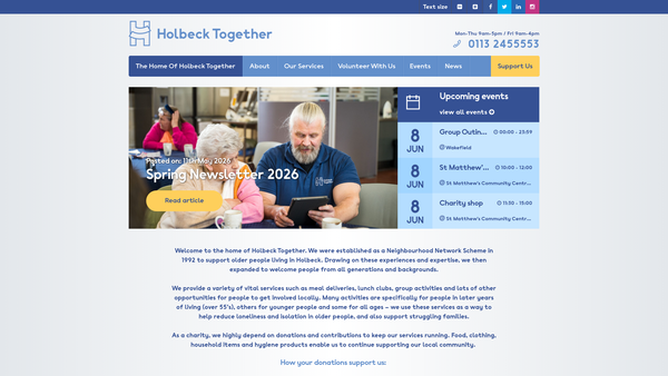 Screenshot of the Holbeck Together website