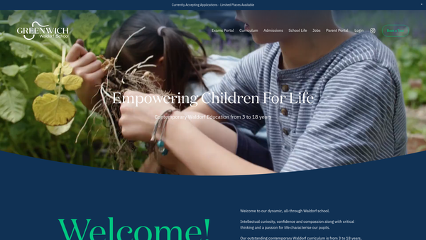 Screenshot of the Greenwich Waldorf School Initiative website