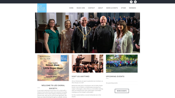 Screenshot of the Lee Choral Society website