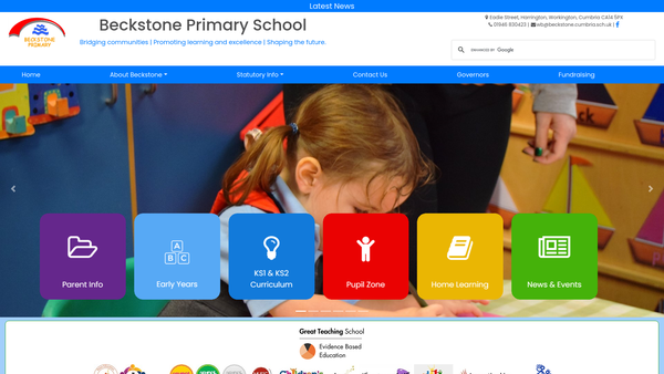 Screenshot of the Beckstone Primary School Parent Teacher Association And Friends website