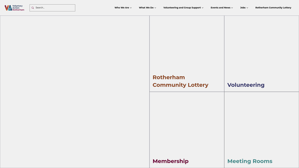 Screenshot of the Voluntary Action Rotherham website