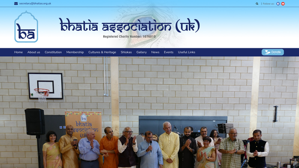Screenshot of the Bhatia Association (UK) website