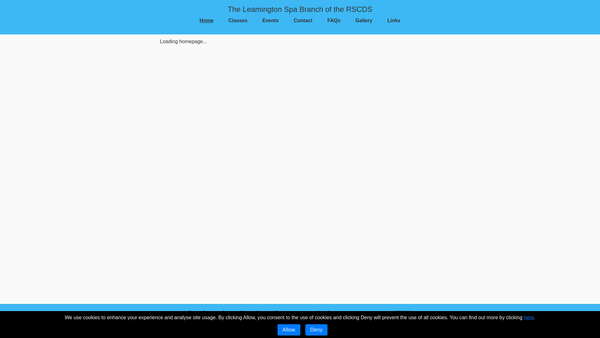 Screenshot of the Royal Scottish Country Dance Society Royal Leamington Spa Branch website