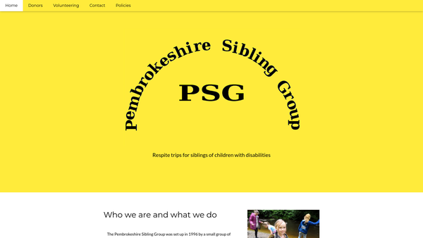 Screenshot of the Pembrokeshire Sibling Group website