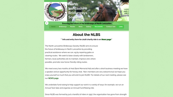 Screenshot of the North Lancashire Bridleways Society website