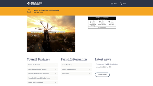 Screenshot of the The Heckington Area Voluntary Car Service website